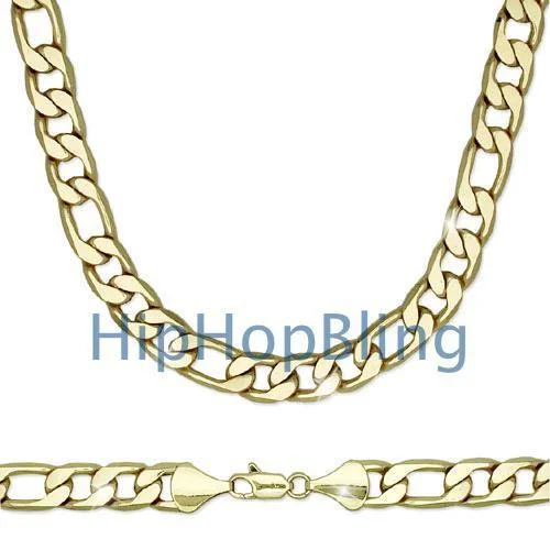 Double Chain Necklaces-Figaro 12mm 20 Inch Gold Plated Hip Hop Chain Necklace