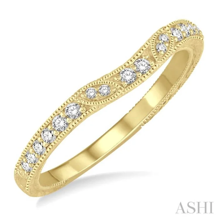 Platinum Wedding Rings-1/6 ctw Round Cut Diamond Wedding Band in 14K Yellow Gold