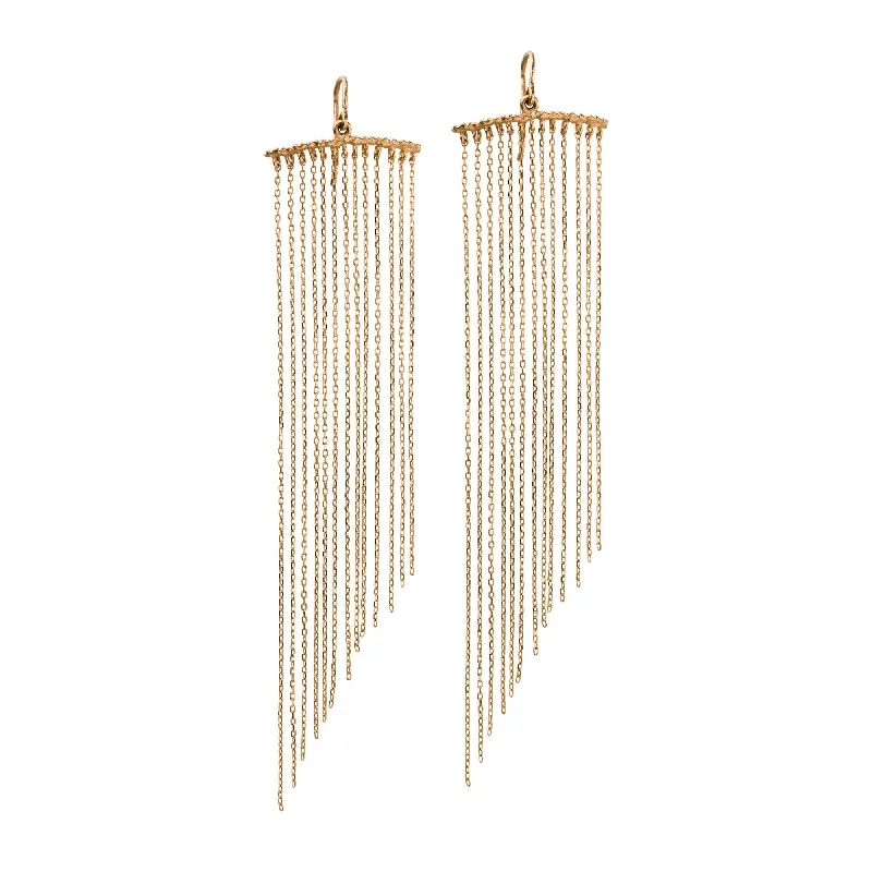 Large Drop Earrings-Fringe 14K Gold Earrings