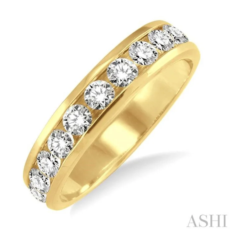 Custom Wedding Rings for Special Occasions-1/2 ctw Round Cut Diamond Wedding Band in 14K Yellow Gold