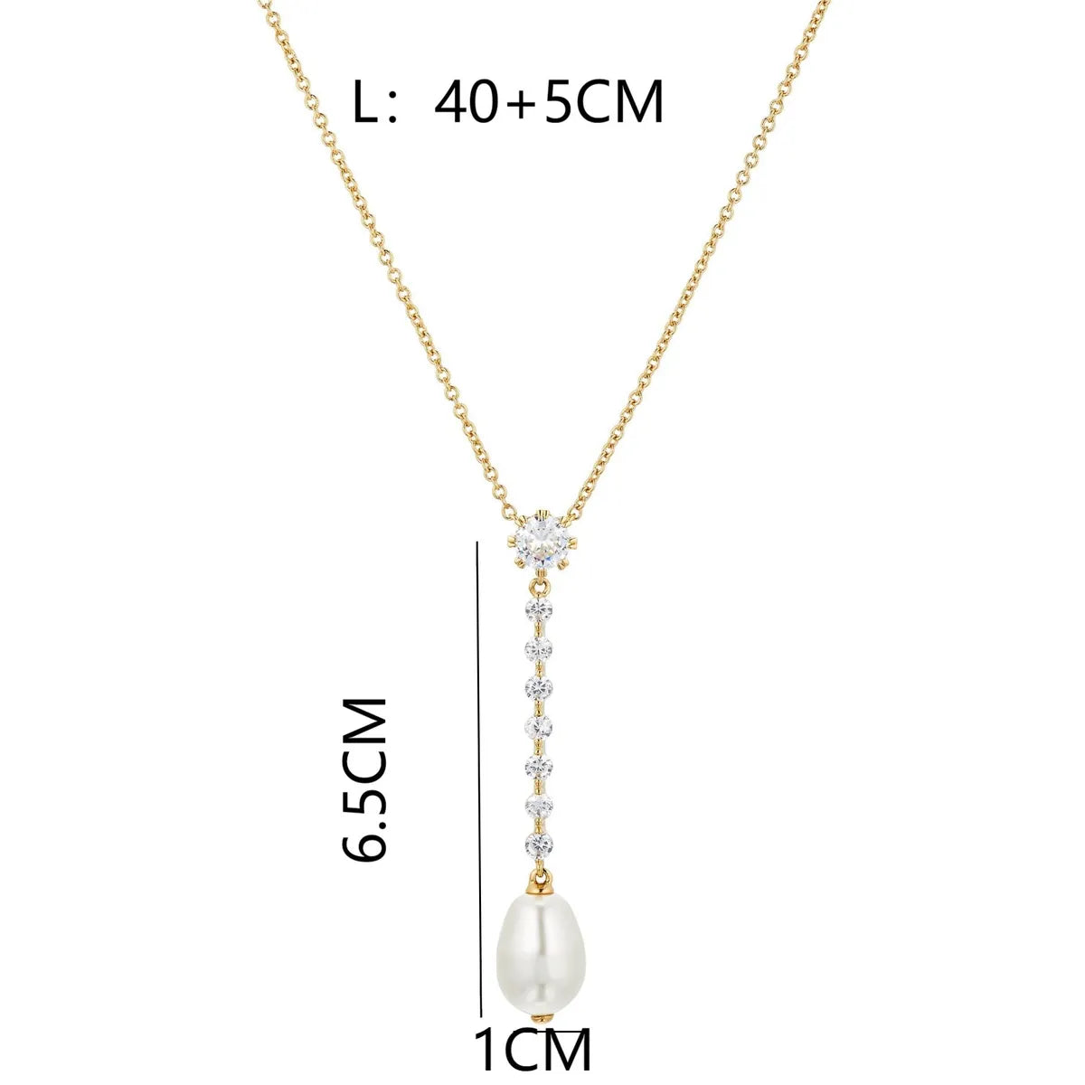 Pearl Zircon Necklace (Gold)