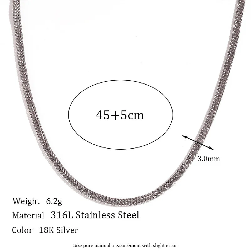 3mm Fox Tail Chain - Steel Necklace -45cm 5cm