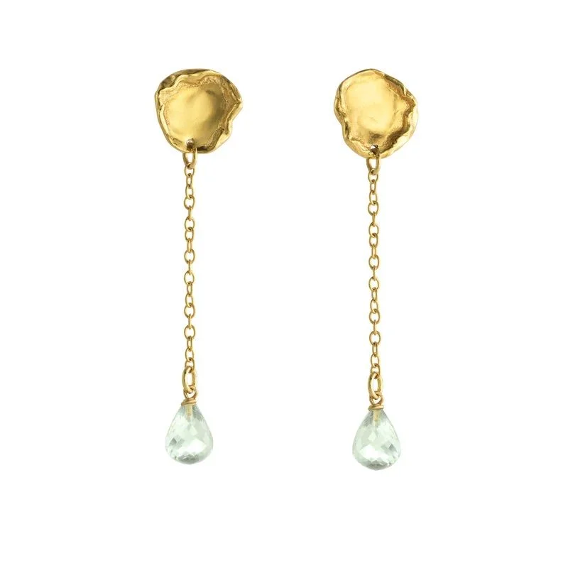 Crystal Dangle Earrings for Women-Arva Droplet Gold Plated Earrings w. Crystals