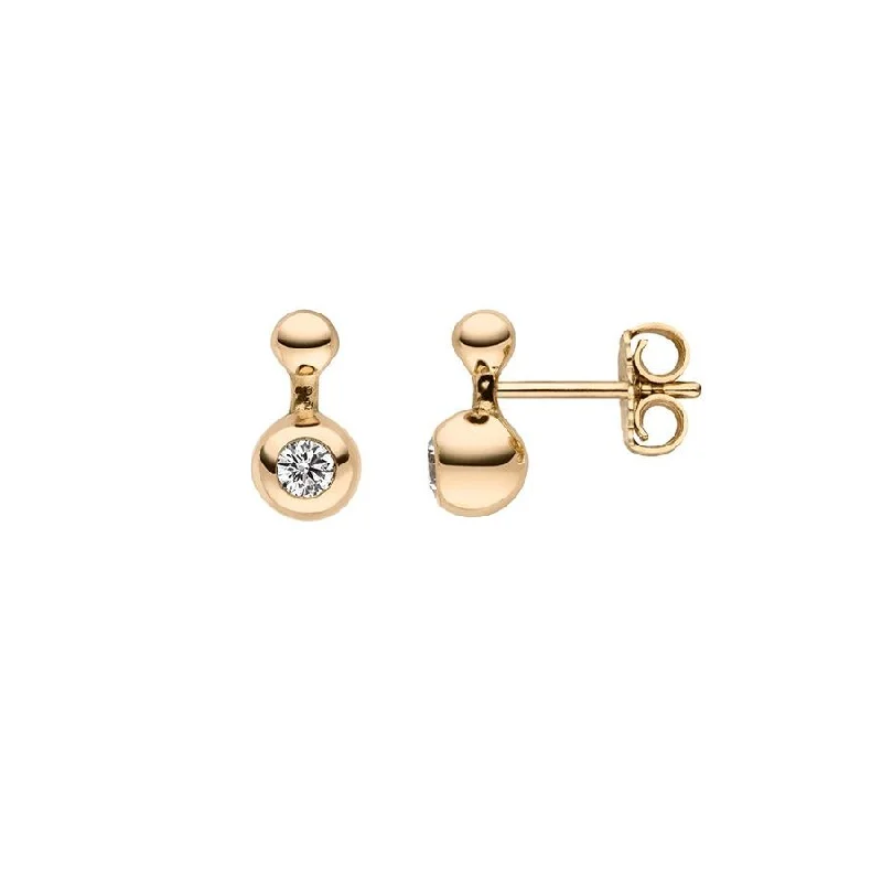 Crystal and Pearl Earrings-Sphere 18K Gold Earrings w. Lab-Grown Diamonds