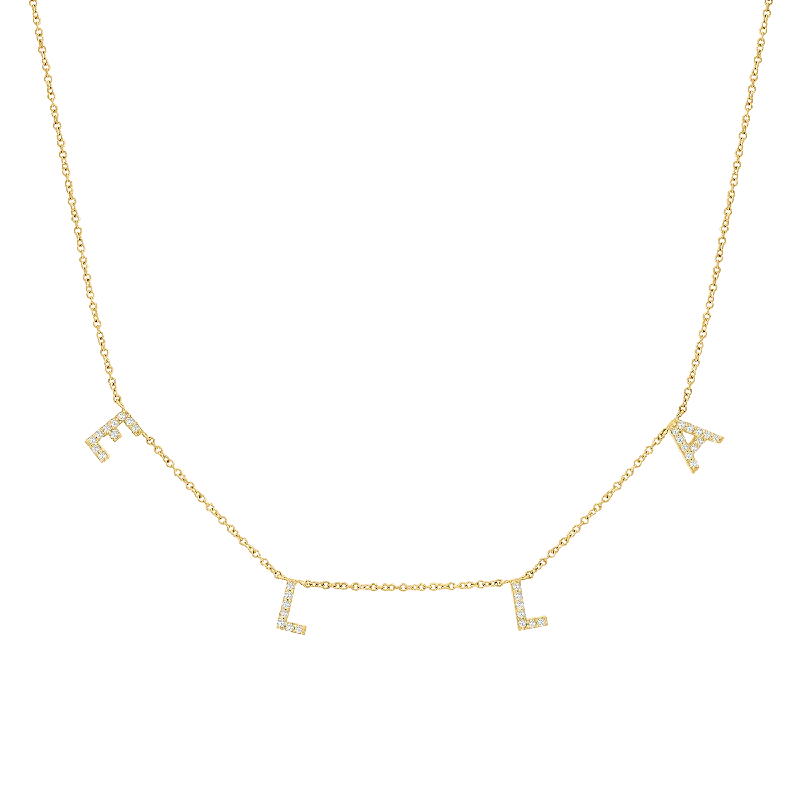 Thin Necklaces-Diamond Spaced Letter Necklace