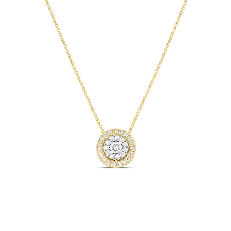 Simple Chain Necklaces-Roberto Coin 18K Yellow Gold Siena Small Diamond Dot Pendant