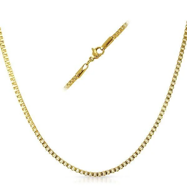 Infinity Necklaces-Box IP Gold Stainless Steel Chain Necklace 2MM