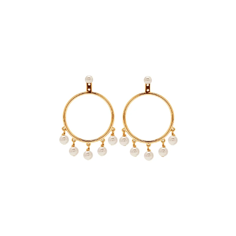 Personalized Drop Gemstone Earrings-Hula Hoop Gold Plated Earrings