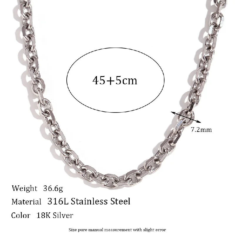 7.2mm Cross Collar Chain - Steel Necklace -45cm 5cm