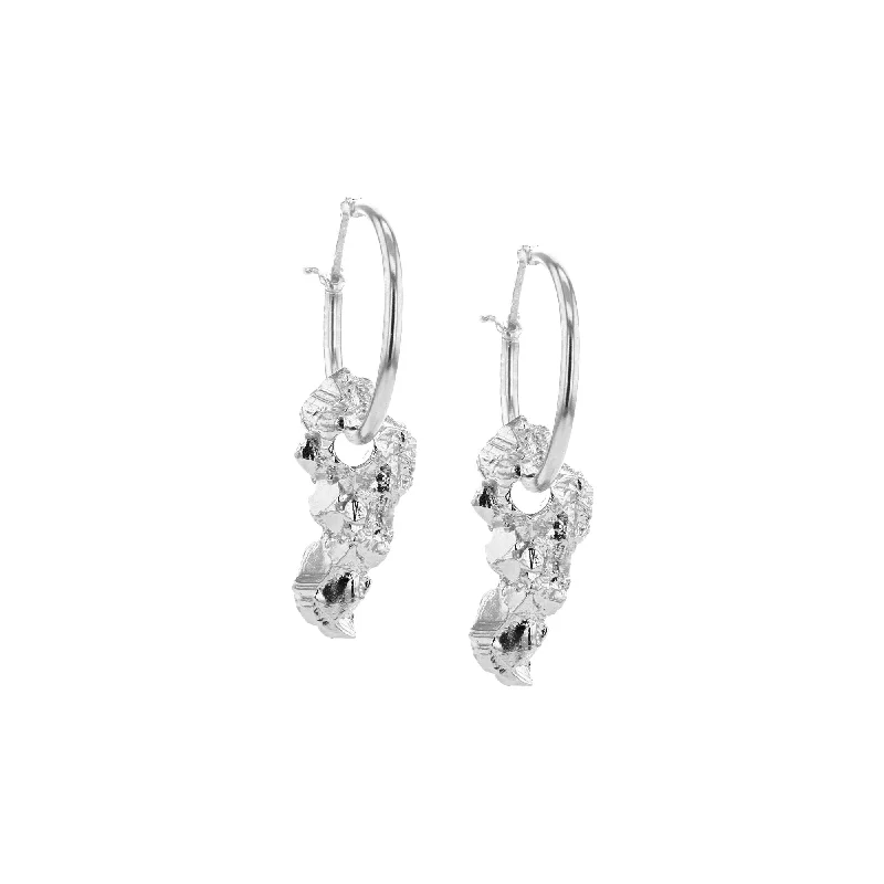 Trendy Hoop Drop Earrings-Fool's Silver Earrings