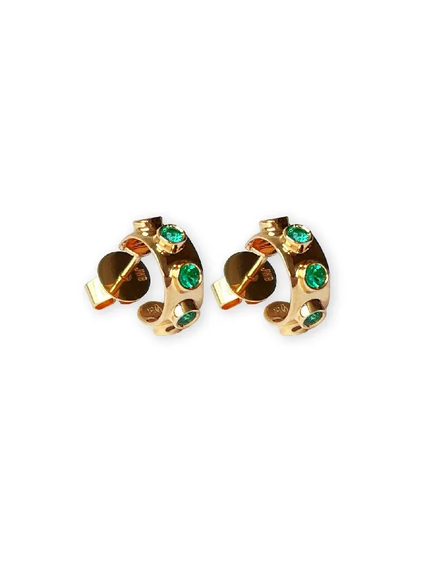 Elegant Drop Earrings for Women-Jabbar 18K Gold Earrings w. Emeralds