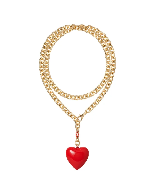 Statement Necklaces-The (RED) Puffy Heart Necklace