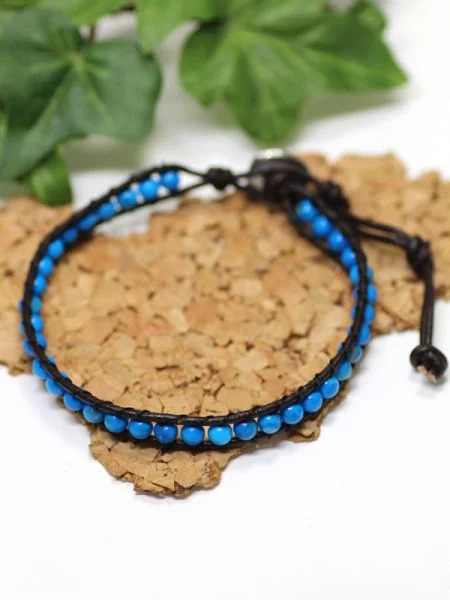 Bold Bracelets for Fashion Lovers-Leather Braid x Gemstone Bracelet