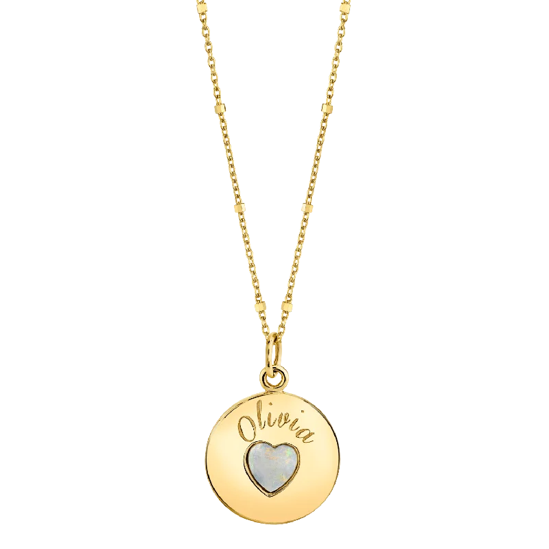 Sun Necklaces-Grand Opal Heart Name Medallion