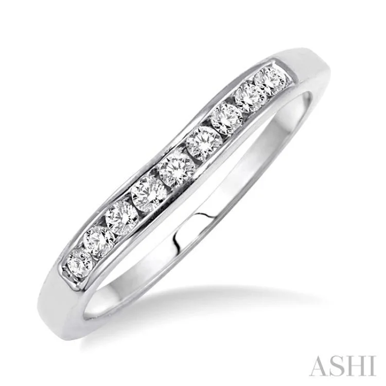 Custom Wedding Band Designs for Men-1/4 ctw V Shape Round Cut Diamond Matching Wedding Band in 14K White Gold