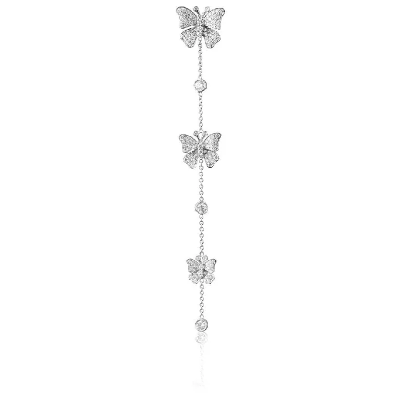 Classic Gold Drop Earrings-Fairytale Dangling Butterfly 18K Gold, Rosegold or Whitegold Earrings w. Diamonds