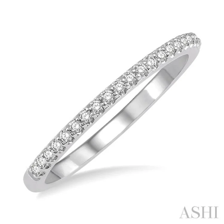 Elegant Diamond Rings-1/5 ctw Round Cut Diamond Wedding Band in 14K White Gold