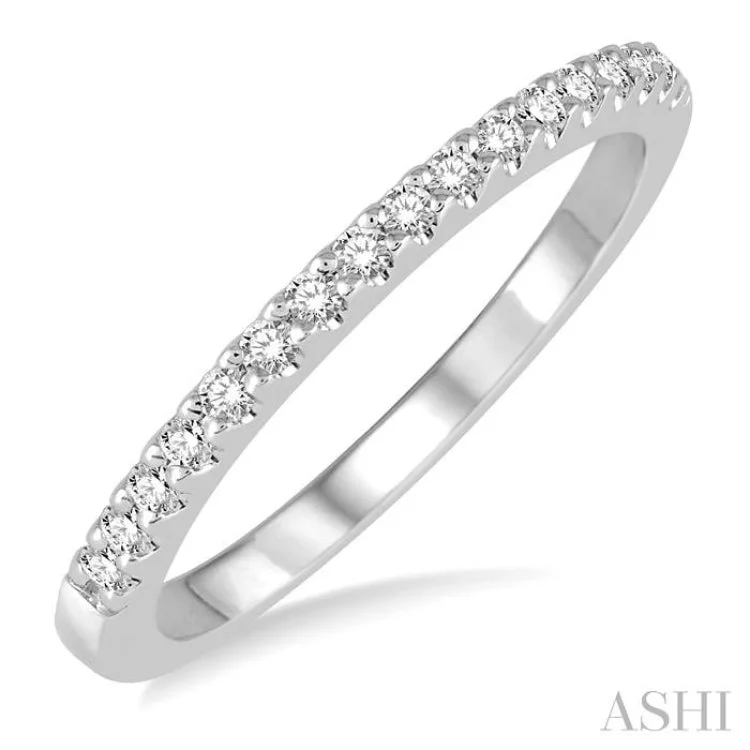 Fashion Diamond Engagement Rings-1/6 ctw Round Cut Diamond Wedding Band in 14K White Gold