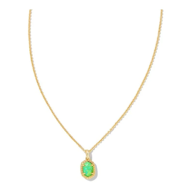 Amethyst Necklaces-Kendra Scott Gold Daphne Necklace in Bright Green Kyocera Opal