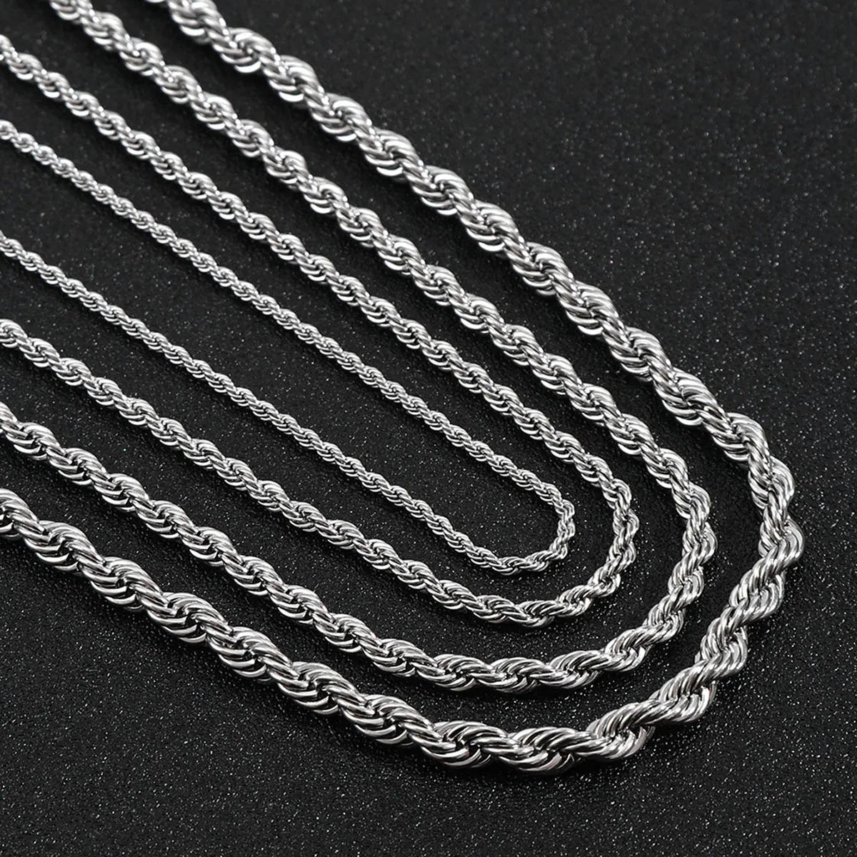 Silk Thread Necklaces-Casual Simple Style Solid Color Stainless Steel Plating Silver Plated Men'S Necklace