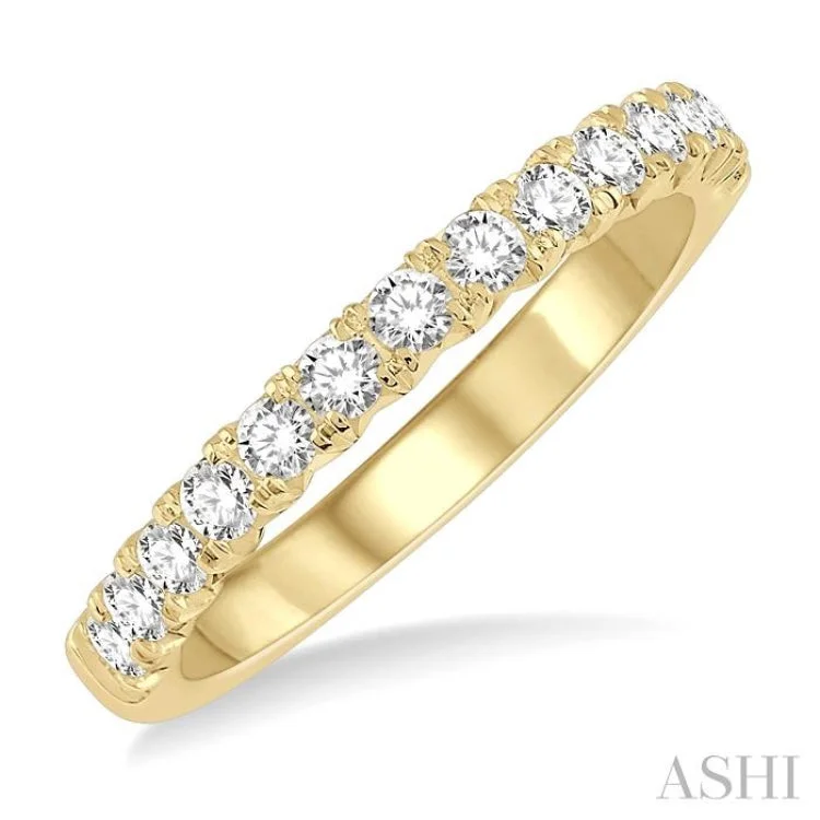 Adjustable Engagement Rings-1/2 ctw Round Cut Diamond Wedding Band in 14K Yellow Gold