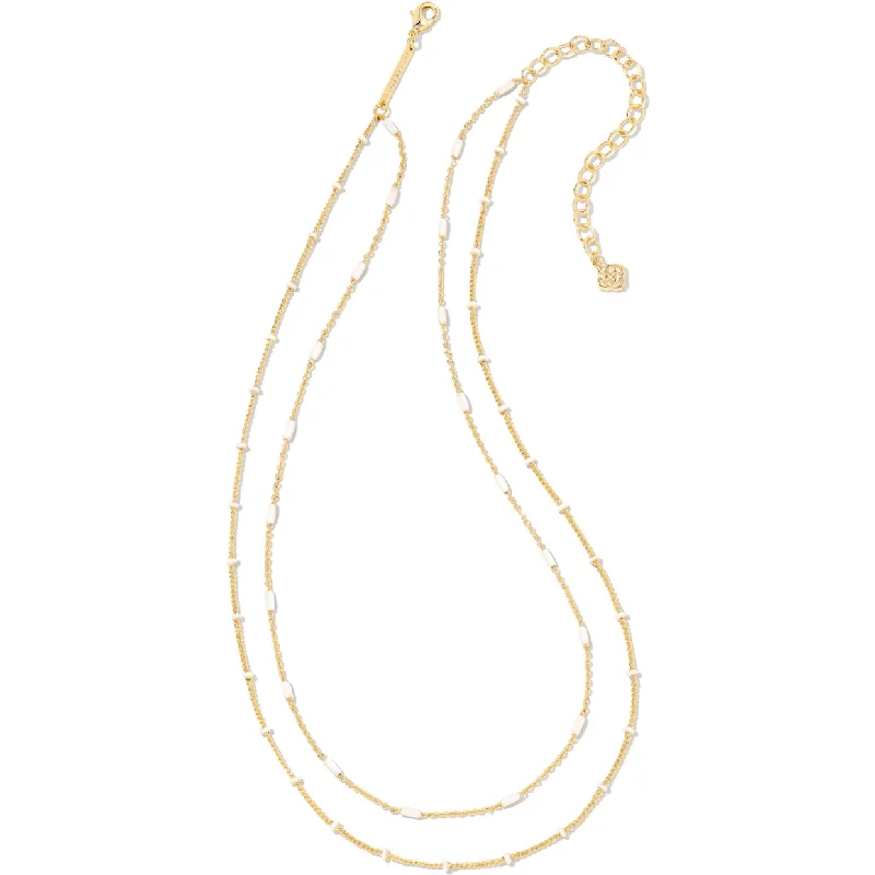 Animal Necklaces-Kendra Scott Dottie Gold Strand Necklace In White