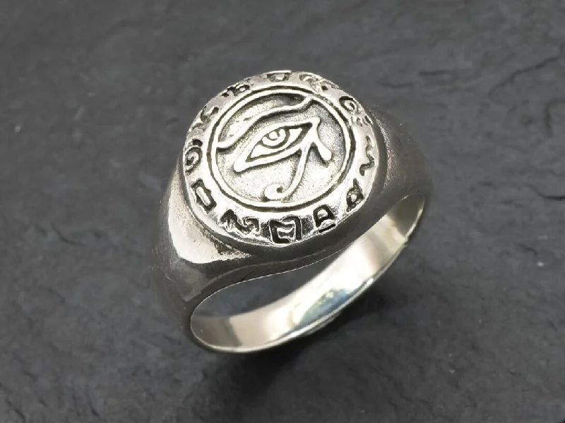 Fashionable Wedding Rings-Egyptian Eye Ring - Silver Egyptian Ring, Ancient Silver Ring