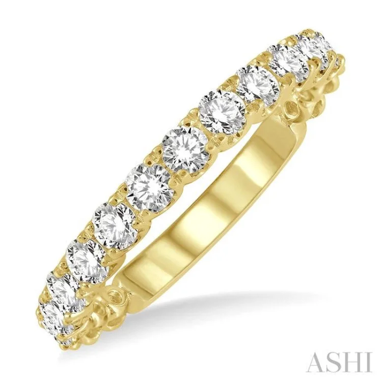 Wedding Rings for Couples-3/4 ctw Lattice Round Cut Diamond Wedding Band in 14K Yellow Gold