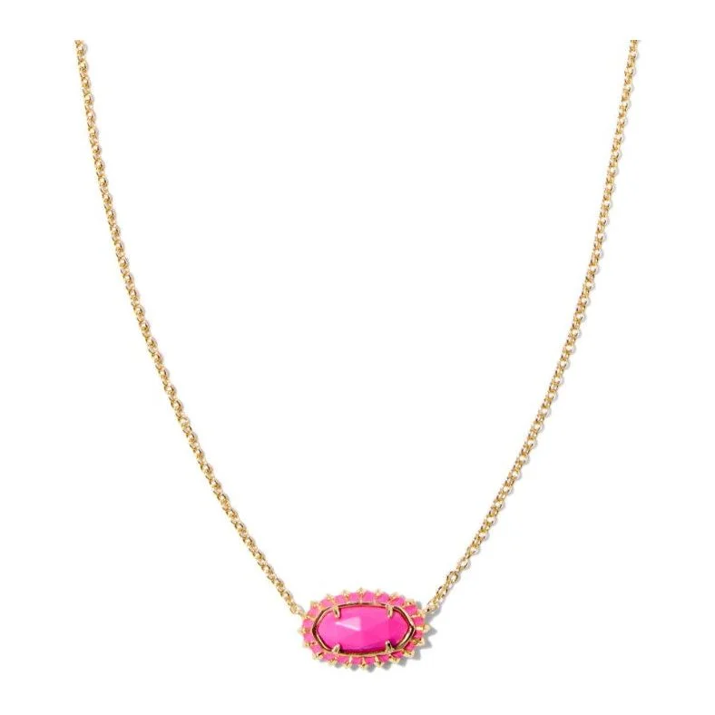 High Fashion Necklaces-Kendra Scott  Elisa Gold Color Burst Necklace in Neon Pink Magnesite