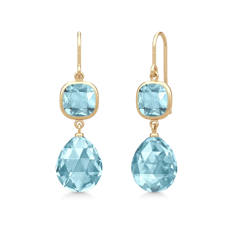 Classic Hoop Earrings-Olivia Ice Blue Gold Plated Earrings