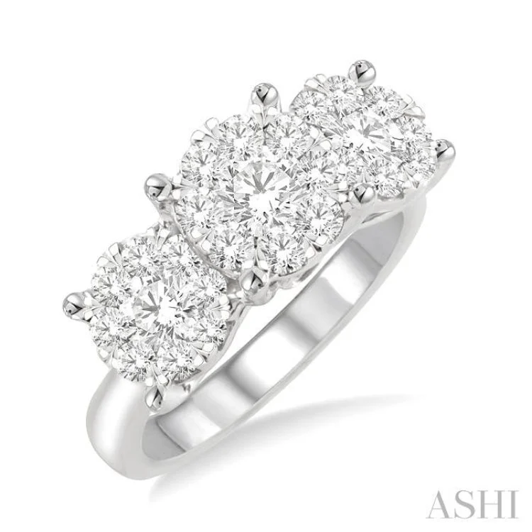 Customizable Promise Bands-1 1/2 ctw Lovebright Round Cut Diamond Ring in 14K White Gold