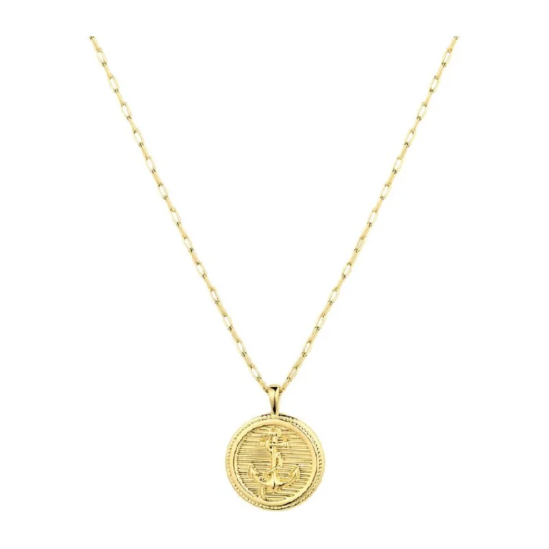 Quote Necklaces-Gorjana Gold Anchor Coin Necklace