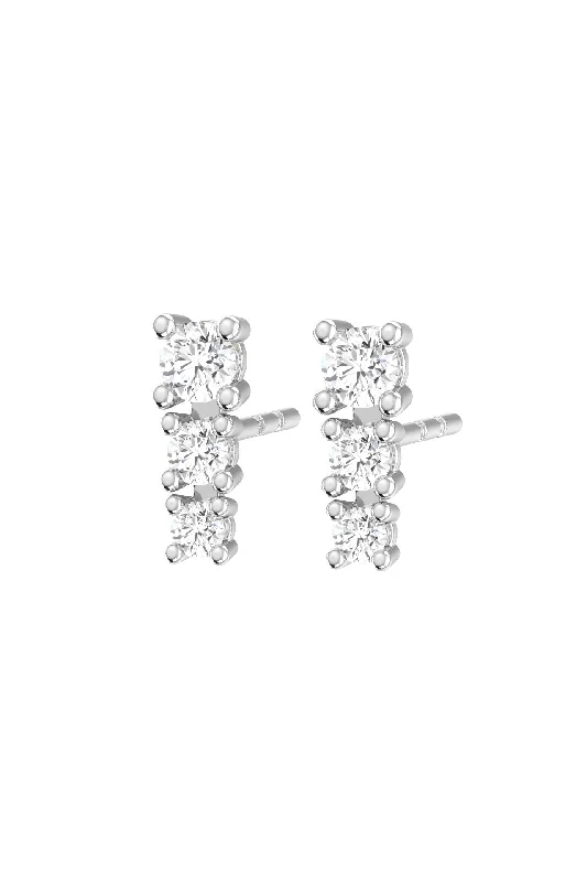 Stylish Hoop Earrings-Degrade 18K White Gold Earrings w. Lab-Grown Diamonds