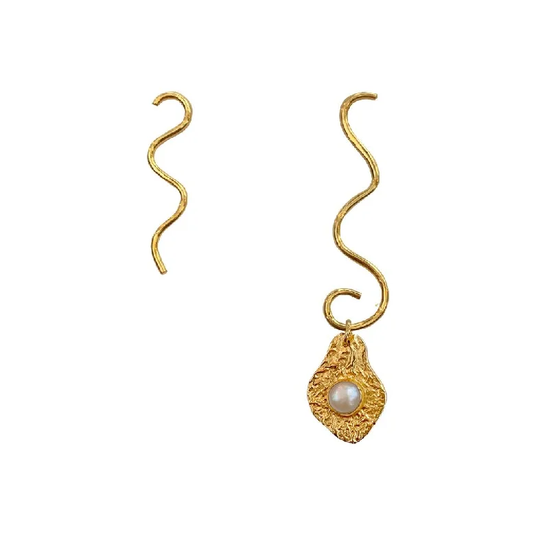 Colorful Drop Gemstone Earrings-FLOW Gold Plated Earrings w. Pearls