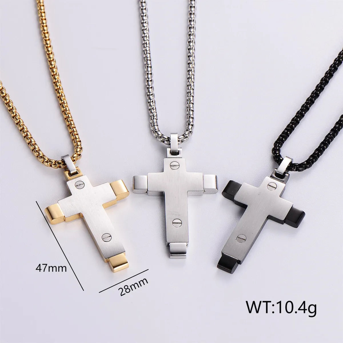 Dog Necklaces-Streetwear Cross 304 Stainless Steel Plating Men'S