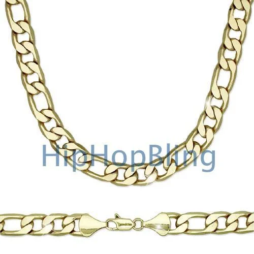 Adjustable Pendant Chain Necklaces-Figaro 12mm 24 Inch Gold Plated Hip Hop Chain Necklace