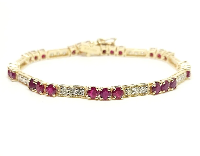 Classic Bracelets for Men-Ruby & Diamond Trail Bracelet AD NO 2880