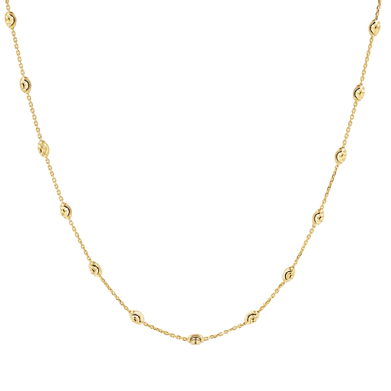 Gold Necklaces-Spaced Mooncut Bead Necklace