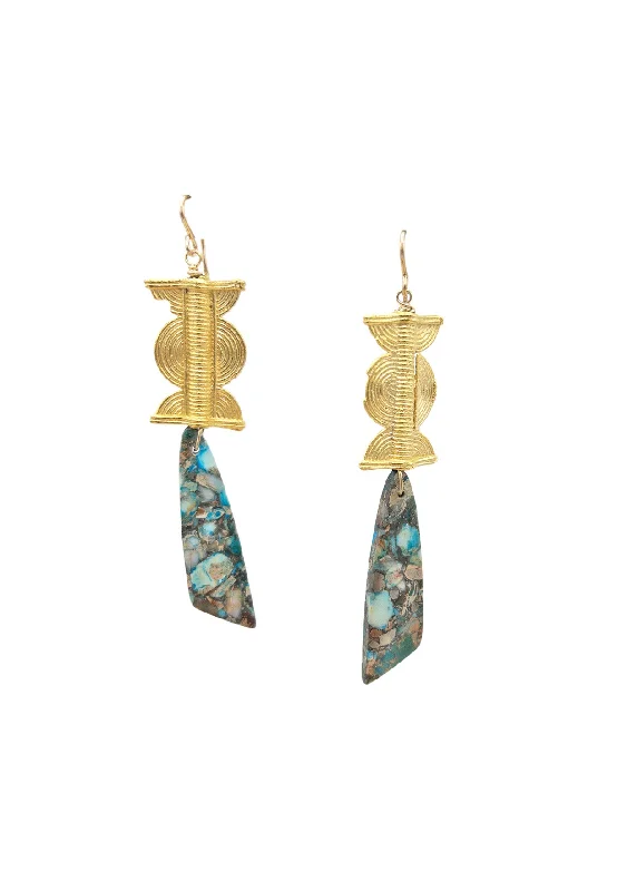 Elegant Crystal Earrings for Women-Imperial Jasper Antique Gold Accent Earrings