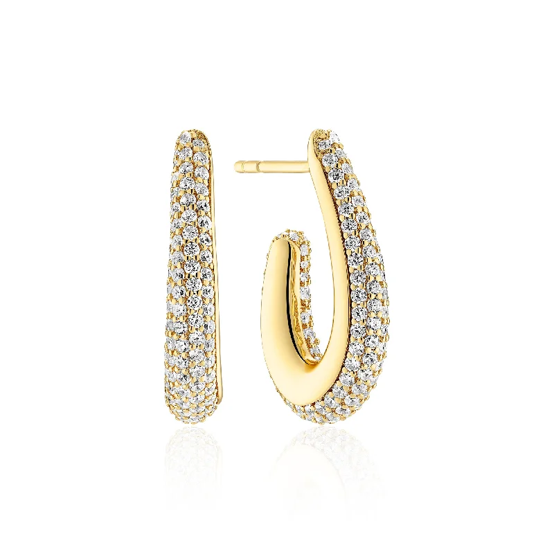 Colorful Hoop Earrings-Goccia Parvus Gold Plated Earrings w. Zirconia