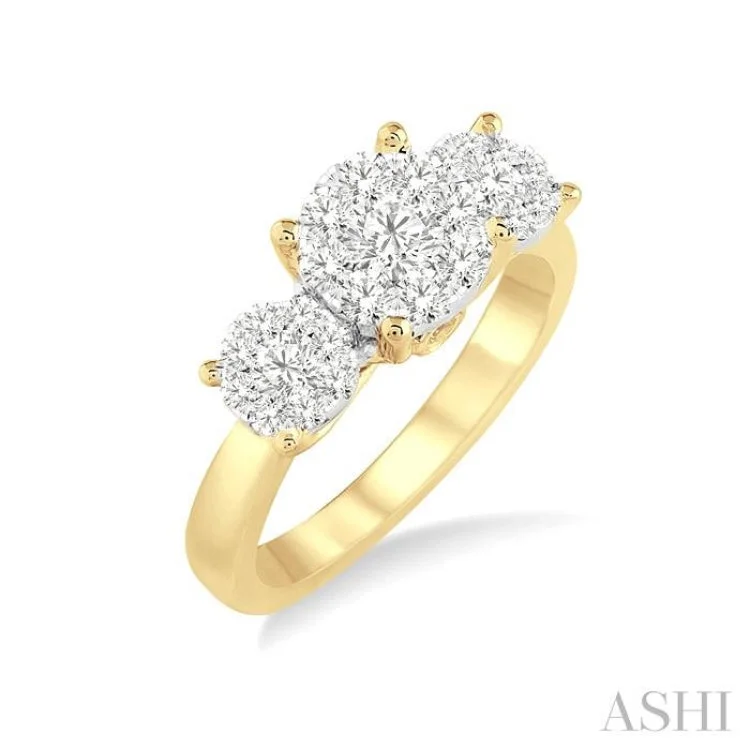 Designer Engagement Ring Sets-1/2 ctw Lovebright Round Cut Diamond Ring in 14K Yellow and White Gold