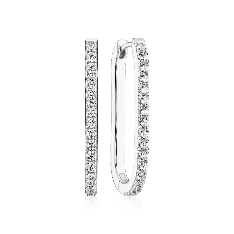 Sparkling Crystal Earrings-Capizzi Medio Silver Earrings w. Zirconia