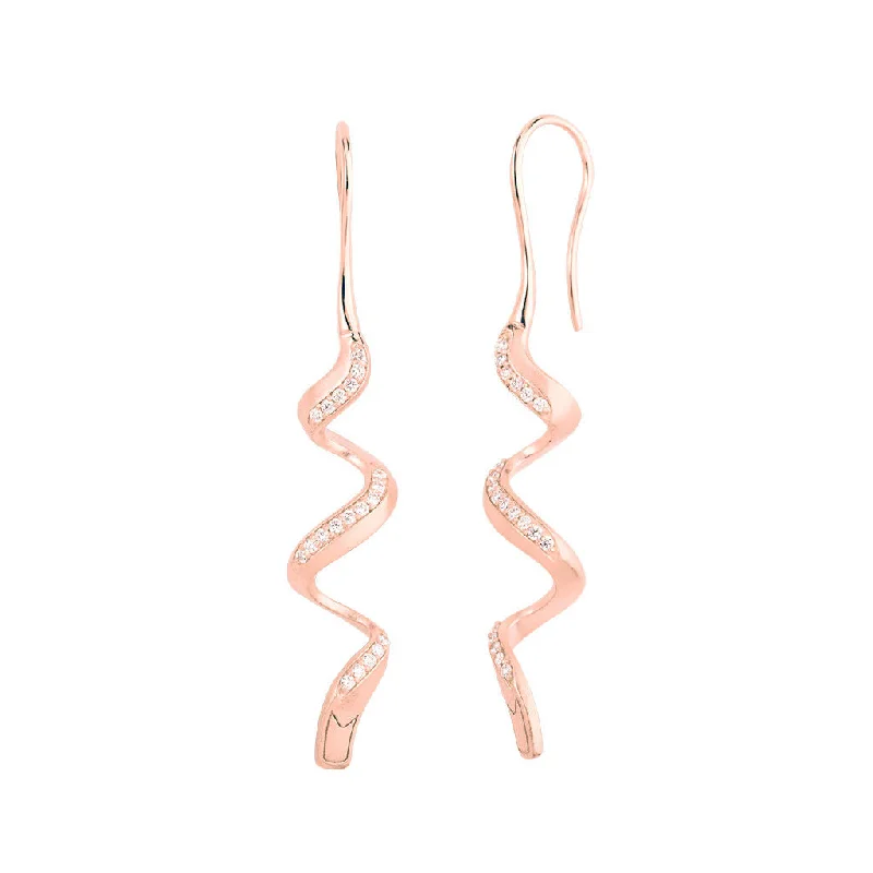 Colorful Drop Earrings-Jovian 18K Rosegold Ear Hangers w. Diamonds