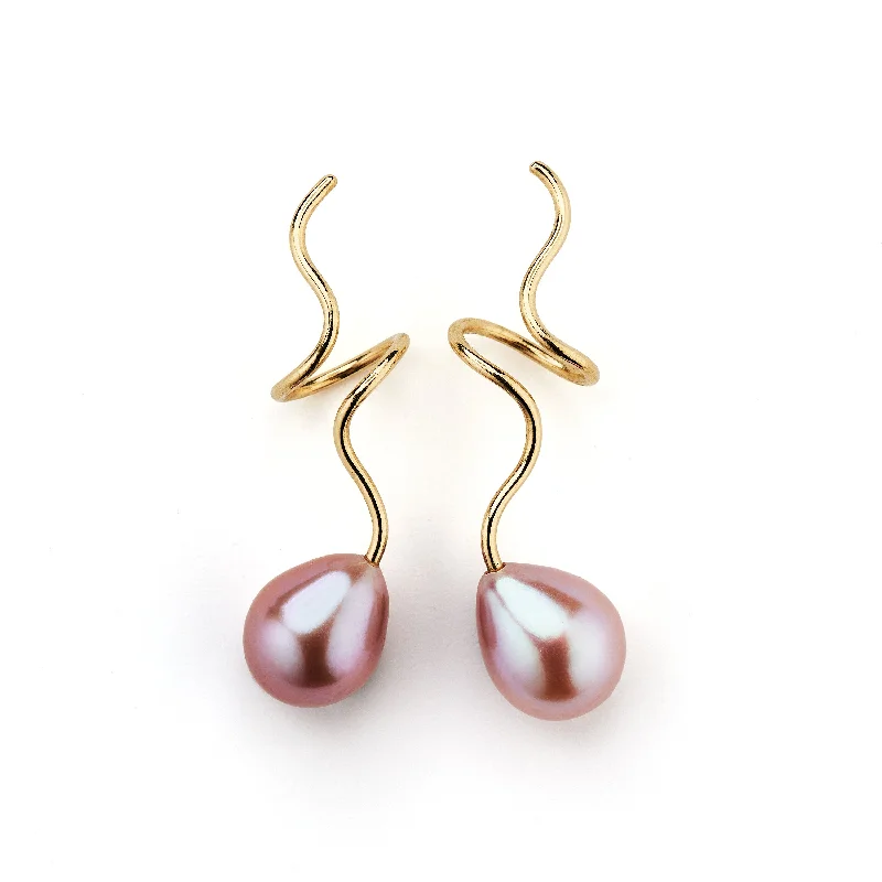 Geometric Crystal Earrings-Masika Teardrop 14K Gold Earrings w. Pearls