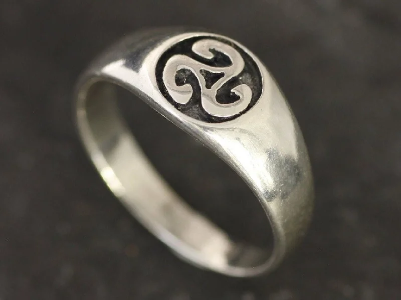 Handcrafted Gold Engagement Rings-Triskelion Ring - Silver Triskeles Ring - Celtic Triskele Ring