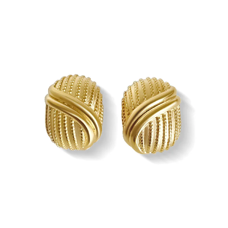 Colorful Stud Earrings-Chunky 18K Gold Plated Earrings