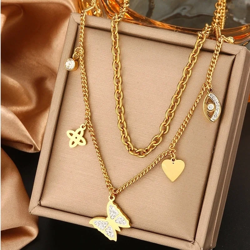 Gold Double-Layer Necklace N-38