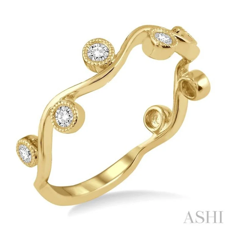 Custom Promise Rings for Couples-1/8 ctw Round Cut Diamond Stackable Band in 14K Yellow Gold