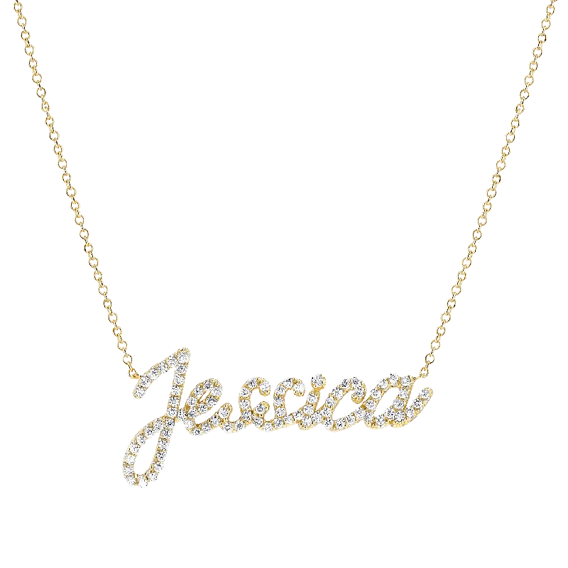 Vintage Necklaces-Diamond Custom Script Name Necklace