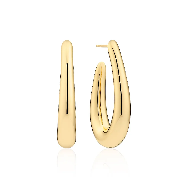 Custom Pearl Earrings-Goccia Pianura Grande Gold Plated Earrings